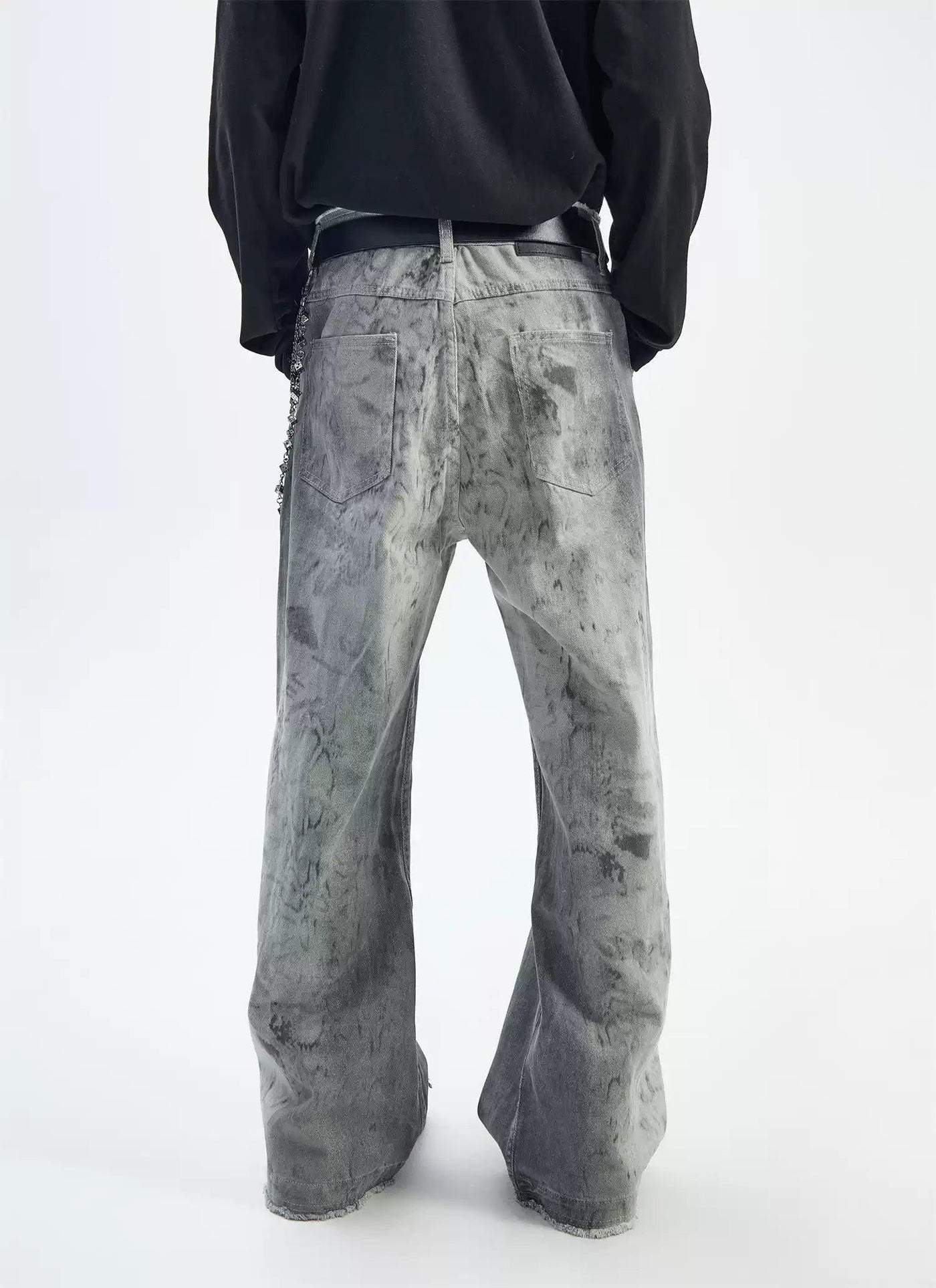 Ink-Splash Snake Pattern Jeans Korean Street Fashion Jeans By Ash Dark Shop Online at OH Vault