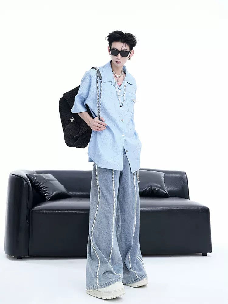 Rough Texture Buttoned Shirt Korean Street Fashion Shirt By Slim Black Shop Online at OH Vault