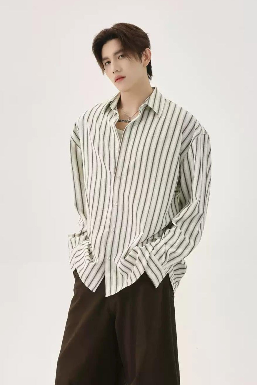 Striped Lines Buttoned Shirt Korean Street Fashion Shirt By Turn Tide Shop Online at OH Vault
