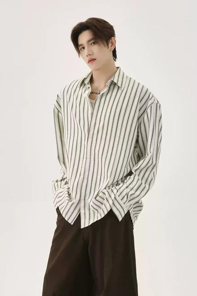 Striped Lines Buttoned Shirt Korean Street Fashion Shirt By Turn Tide Shop Online at OH Vault