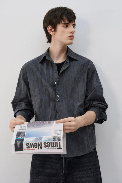 Crumple Textured Buttoned Shirt Korean Street Fashion Shirt By MaxDstr Shop Online at OH Vault