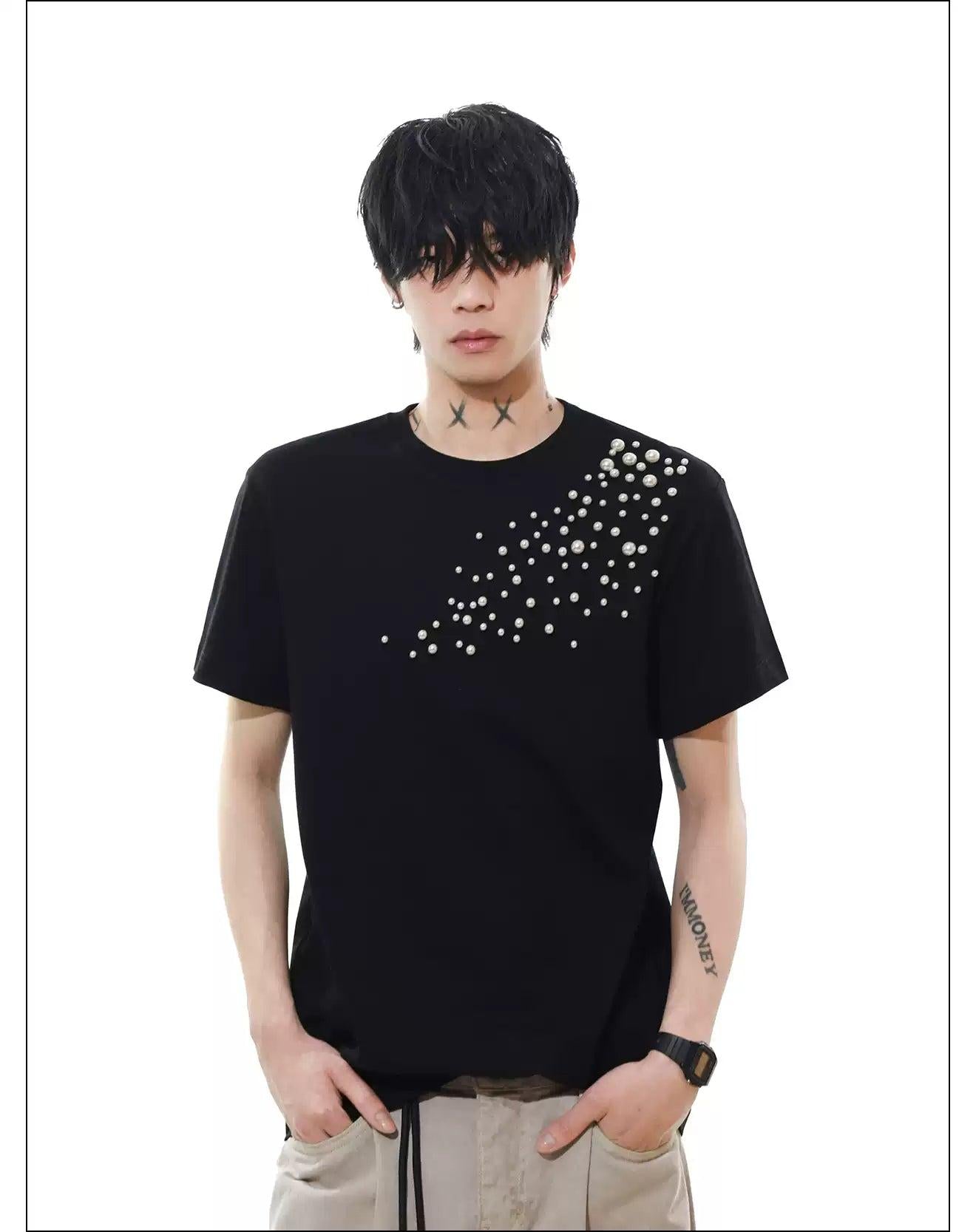 Pearled Accessories T-Shirt Korean Street Fashion T-Shirt By Mr Nearly Shop Online at OH Vault