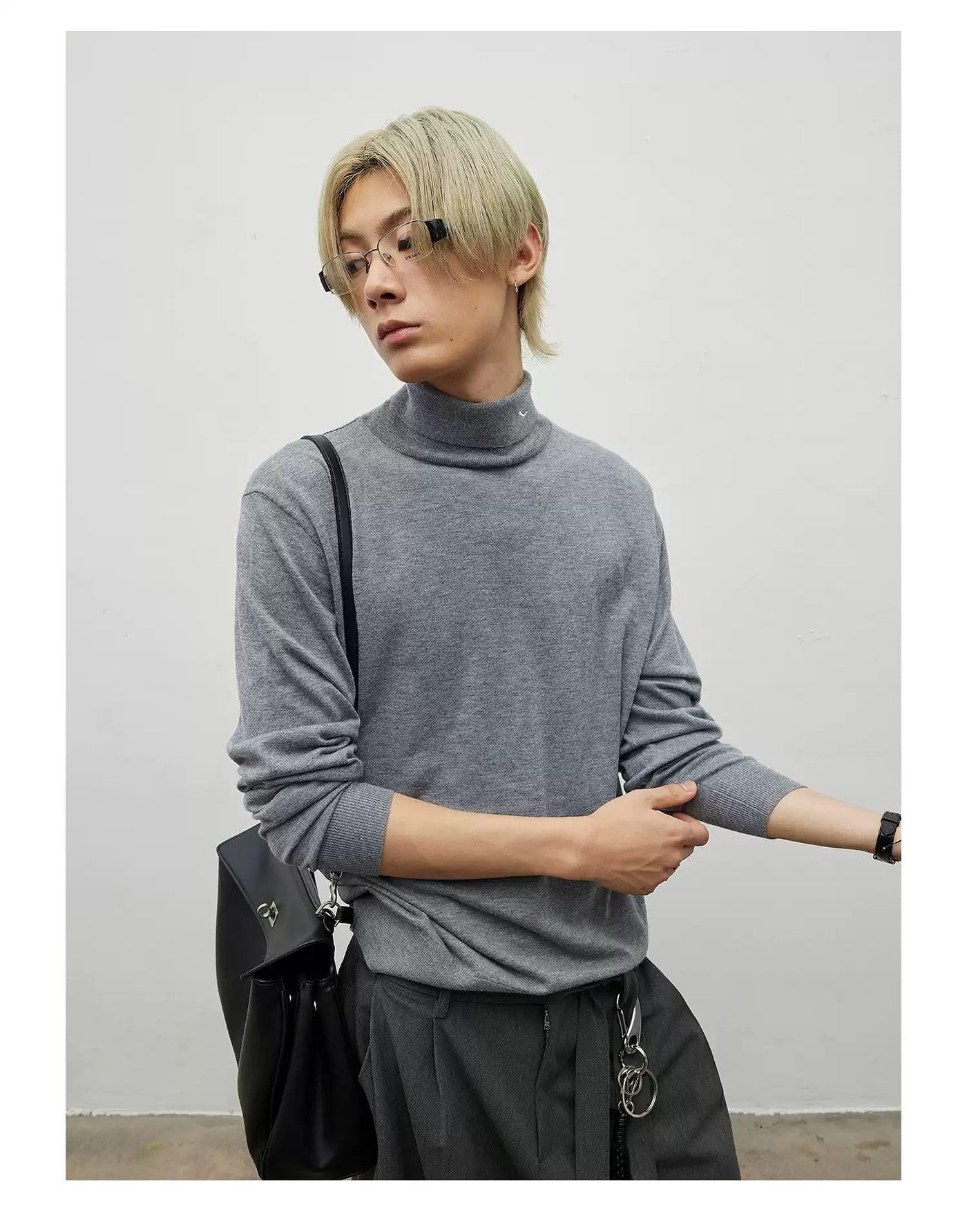 Plain Color Turtle-Neck L/S T-Shirt Korean Street Fashion T-Shirt By Terra Incognita Shop Online at OH Vault