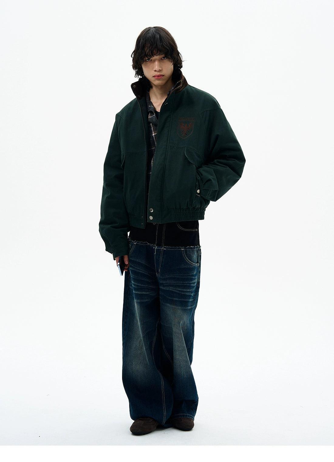 Zip & Buttons Closure Jacket Korean Street Fashion Jacket By 77Flight Shop Online at OH Vault