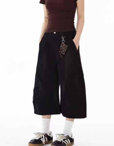 Smudged Detail Pleated Cargo Shorts Korean Street Fashion Shorts By Blacklists Shop Online at OH Vault