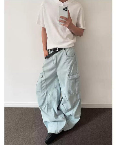 Side Flap Pockets Cargo Jeans Korean Street Fashion Jeans By A PUEE Shop Online at OH Vault