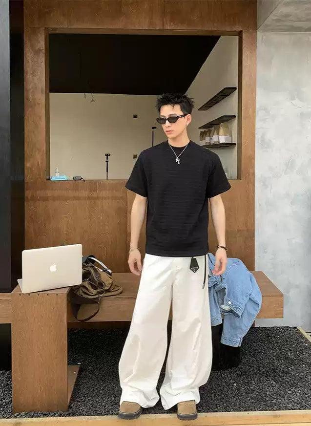 Textured Plain Color T-Shirt Korean Street Fashion T-Shirt By Poikilotherm Shop Online at OH Vault