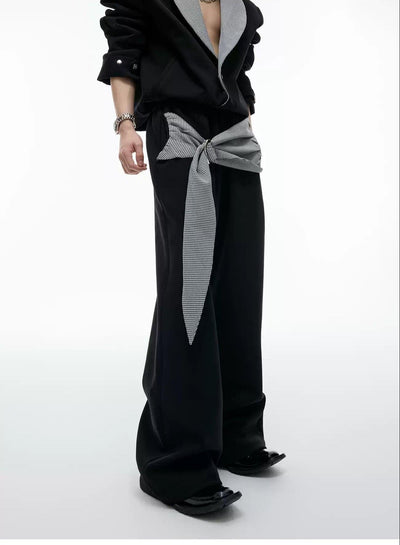 Spliced Houndstooth V-Neck Blazer& Lace-Up Drape Pants Set Korean Street Fashion Clothing Set By Argue Culture Shop Online at OH Vault