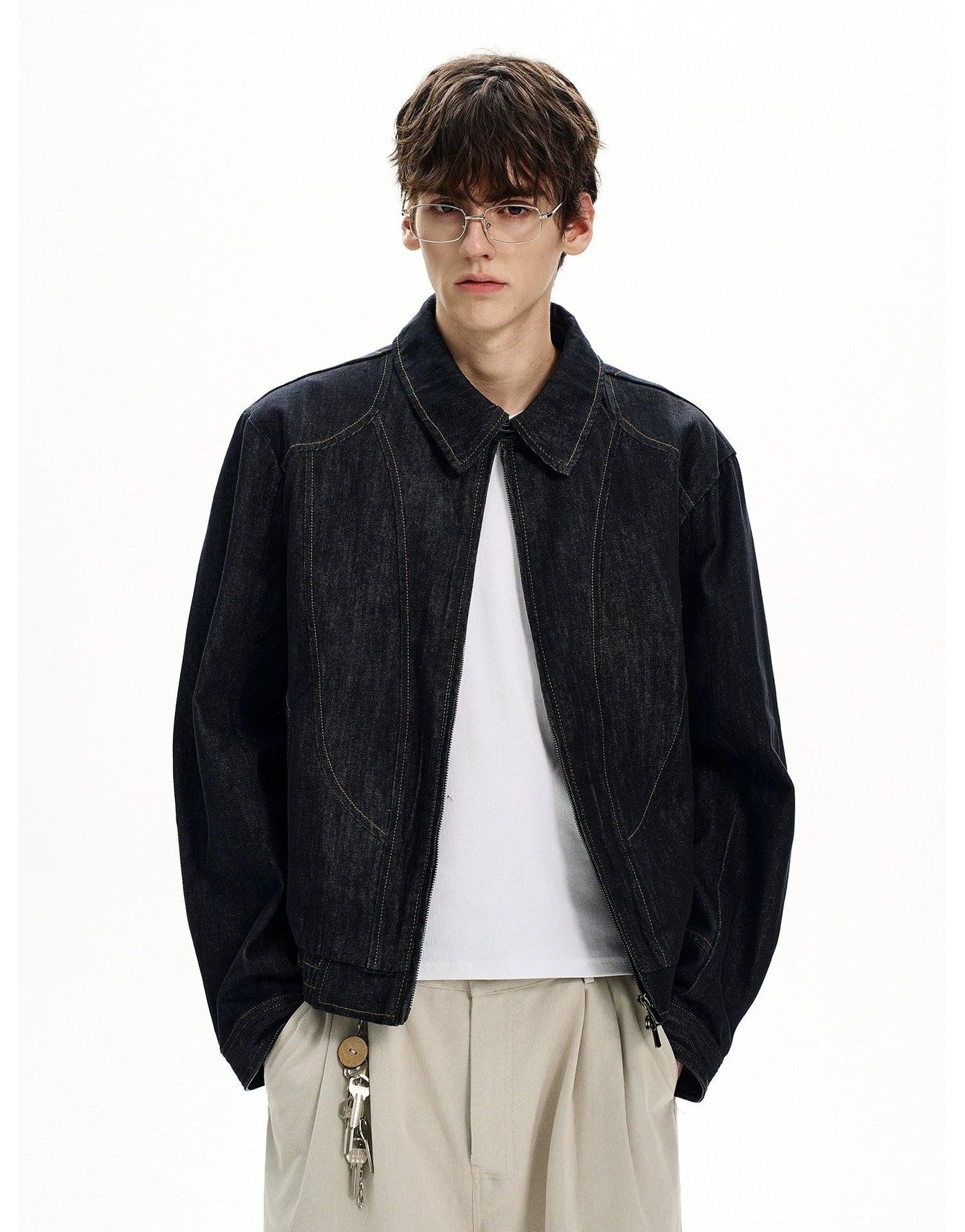 Topstitching Zipped Denim Jacket Korean Street Fashion Jacket By MaxDstr Shop Online at OH Vault