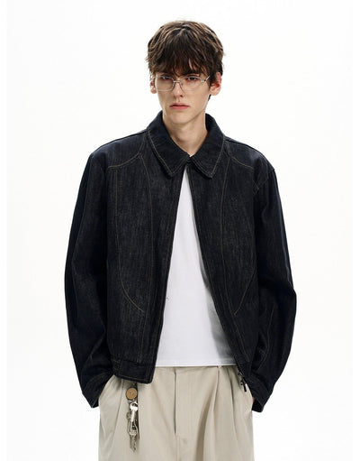 Topstitching Zipped Denim Jacket Korean Street Fashion Jacket By MaxDstr Shop Online at OH Vault