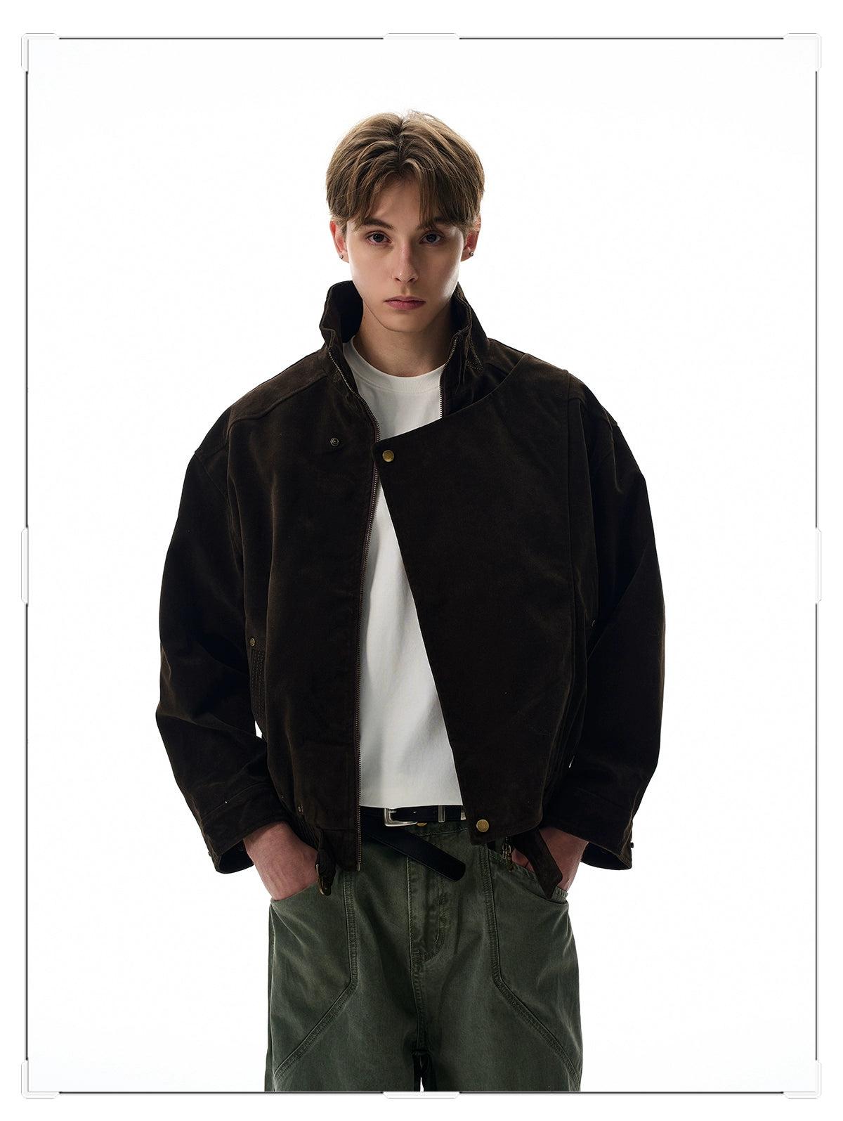 Overlap Buttons Collared Jacket