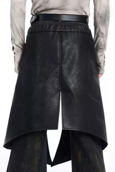 Layered Faux Leather Skirt Pants Korean Street Fashion Pants By Slim Black Shop Online at OH Vault