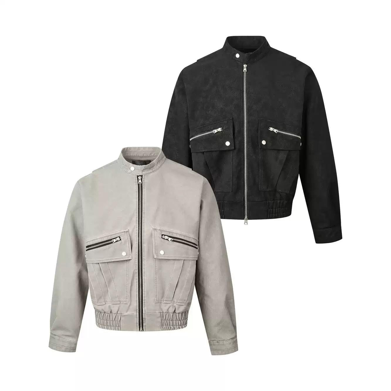 Ruched Hem Zipped Utility Jacket Korean Street Fashion Jacket By Made Extreme Shop Online at OH Vault