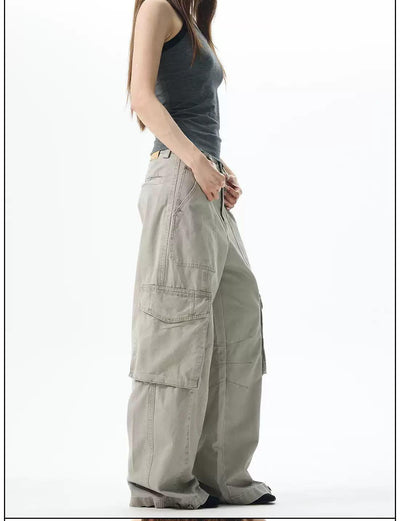 Solid Comfy Cargo Pants Korean Street Fashion Pants By 77Flight Shop Online at OH Vault