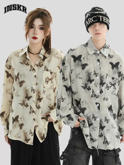 Ink Butterfly Vintage Shirt Korean Street Fashion Shirt By INS Korea Shop Online at OH Vault