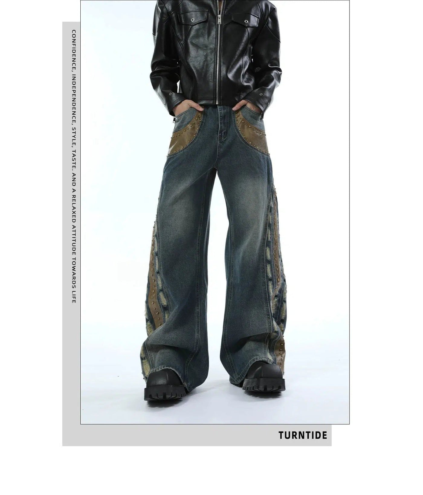 Stitched Contrast Beaded Jeans Korean Street Fashion Jeans By Turn Tide Shop Online at OH Vault