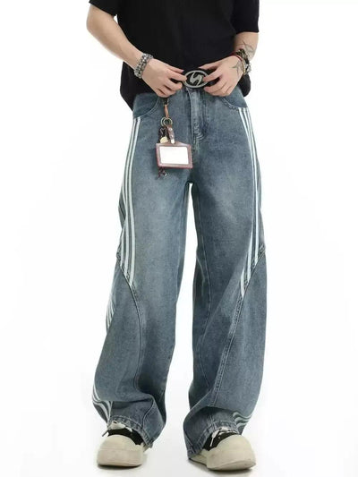 Athleisure Striped Straight Jeans Korean Street Fashion Jeans By INS Korea Shop Online at OH Vault