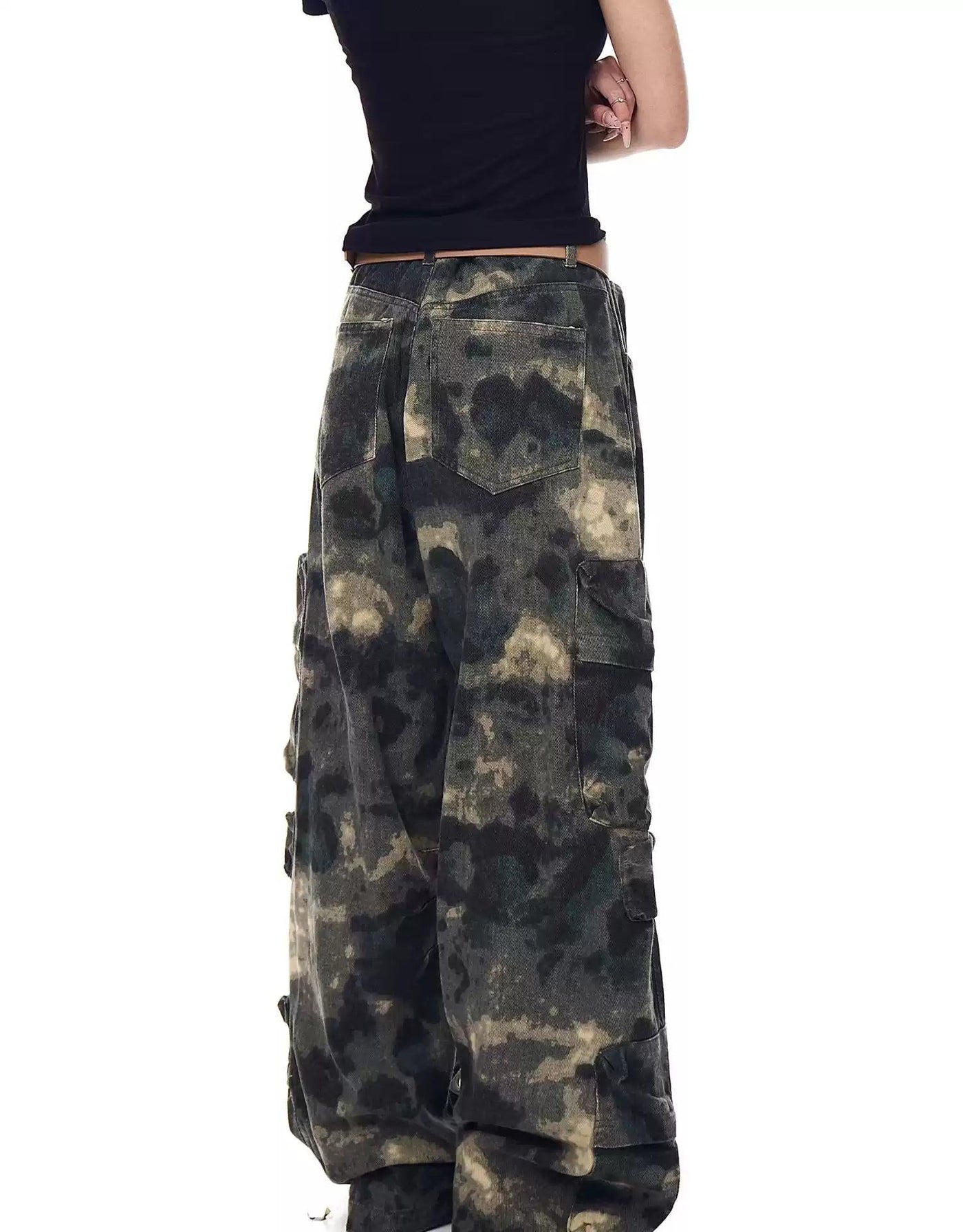 Washed Camouflage Multi-Pocket Jeans Korean Street Fashion Jeans By Blacklists Shop Online at OH Vault