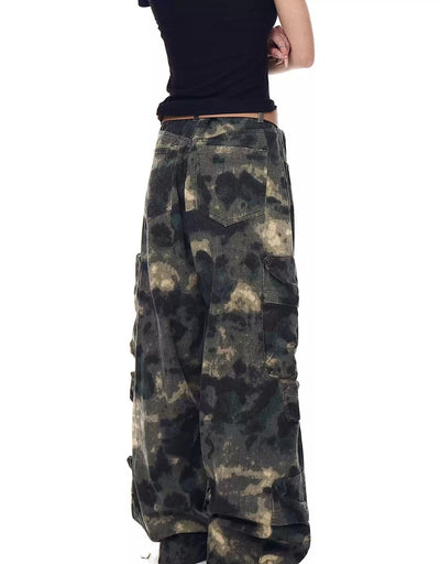 Washed Camouflage Multi-Pocket Jeans Korean Street Fashion Jeans By Blacklists Shop Online at OH Vault