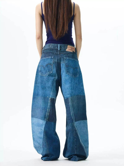 Digital Print Wide Leg Jeans Korean Street Fashion Jeans By 77Flight Shop Online at OH Vault