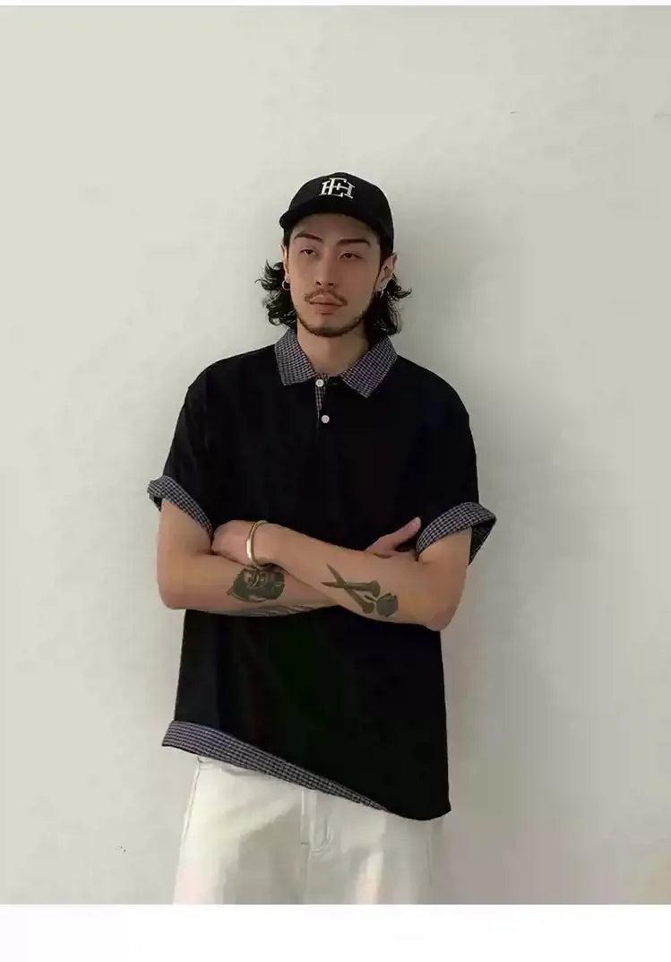 Casual Plaid Edge Polo Korean Street Fashion Polo By In Knots Shop Online at OH Vault