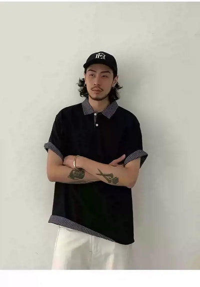 Casual Plaid Edge Polo Korean Street Fashion Polo By In Knots Shop Online at OH Vault