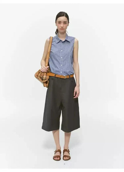 Sleeveless Plaid Buttoned Shirt Korean Street Fashion Shirt By Country Moment Shop Online at OH Vault