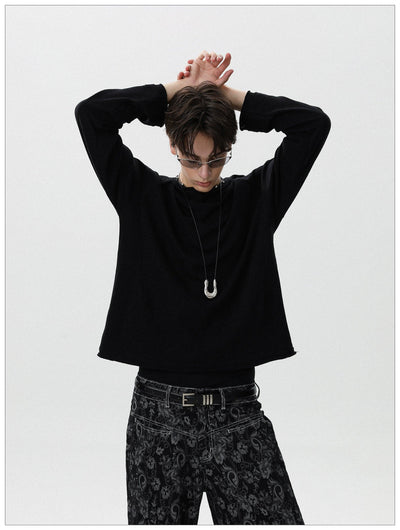 Plain Raglan Long Sleeve T-Shirt Korean Street Fashion T-Shirt By Mr Nearly Shop Online at OH Vault