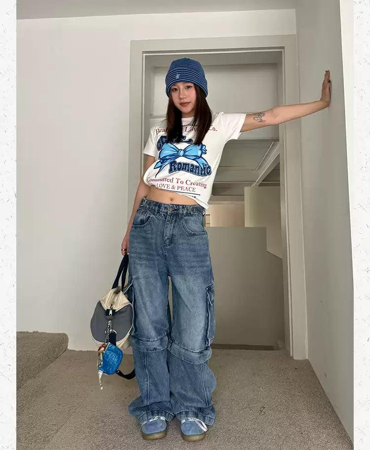 Detachable Washed Cargo Jeans Korean Street Fashion Jeans By Made Extreme Shop Online at OH Vault