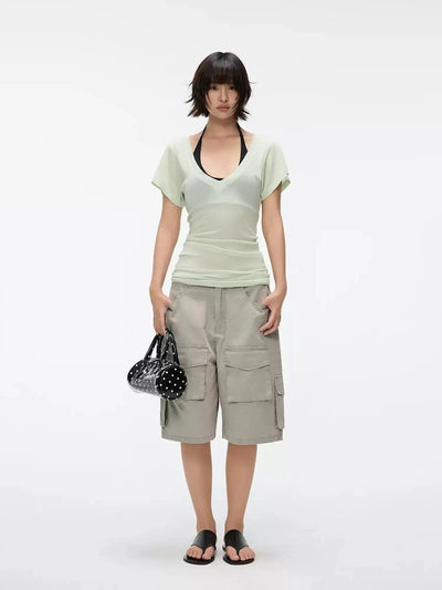 Wide V-Cut Slim Fit Blouse Korean Street Fashion Blouse By Jump Next Shop Online at OH Vault