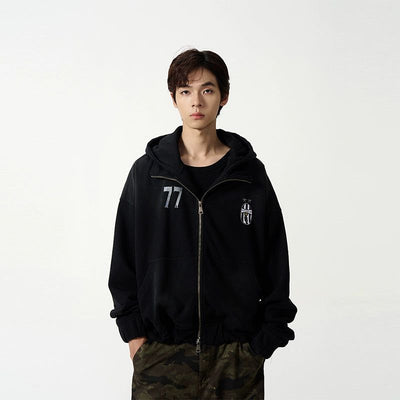 Double Zip Regular Fit Hoodie Korean Street Fashion Hoodie By 77Flight Shop Online at OH Vault