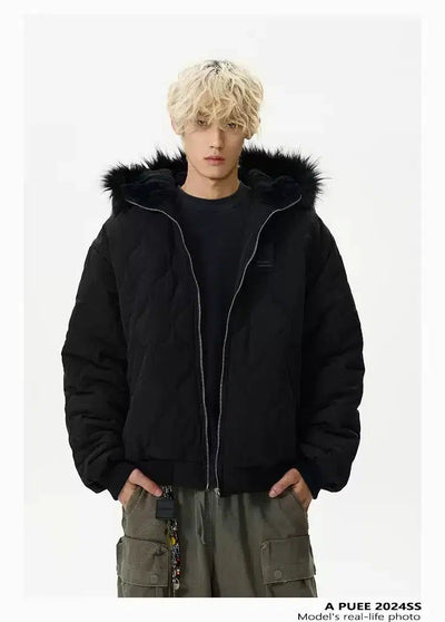 Fur Collar Quilted Jacket Korean Street Fashion Jacket By A PUEE Shop Online at OH Vault