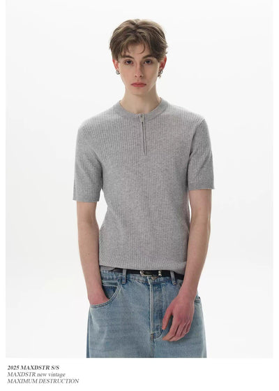 Slim Fit Textured Knit T-Shirt Korean Street Fashion T-Shirt By MaxDstr Shop Online at OH Vault