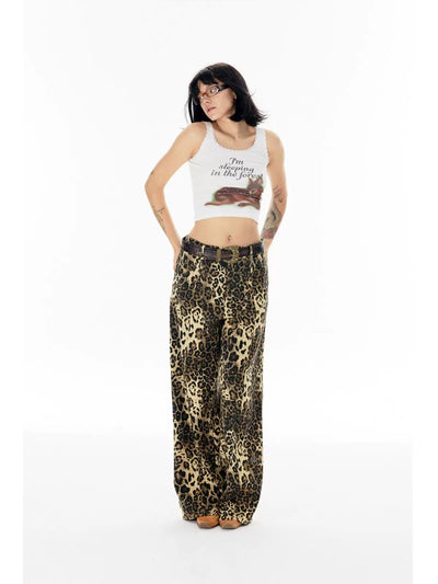 Spliced Cheetah Print Pants Korean Street Fashion Pants By Apriority Shop Online at OH Vault