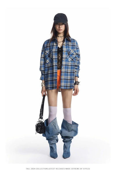 Flap Pocket Checked Shirt Korean Street Fashion Shirt By Made Extreme Shop Online at OH Vault