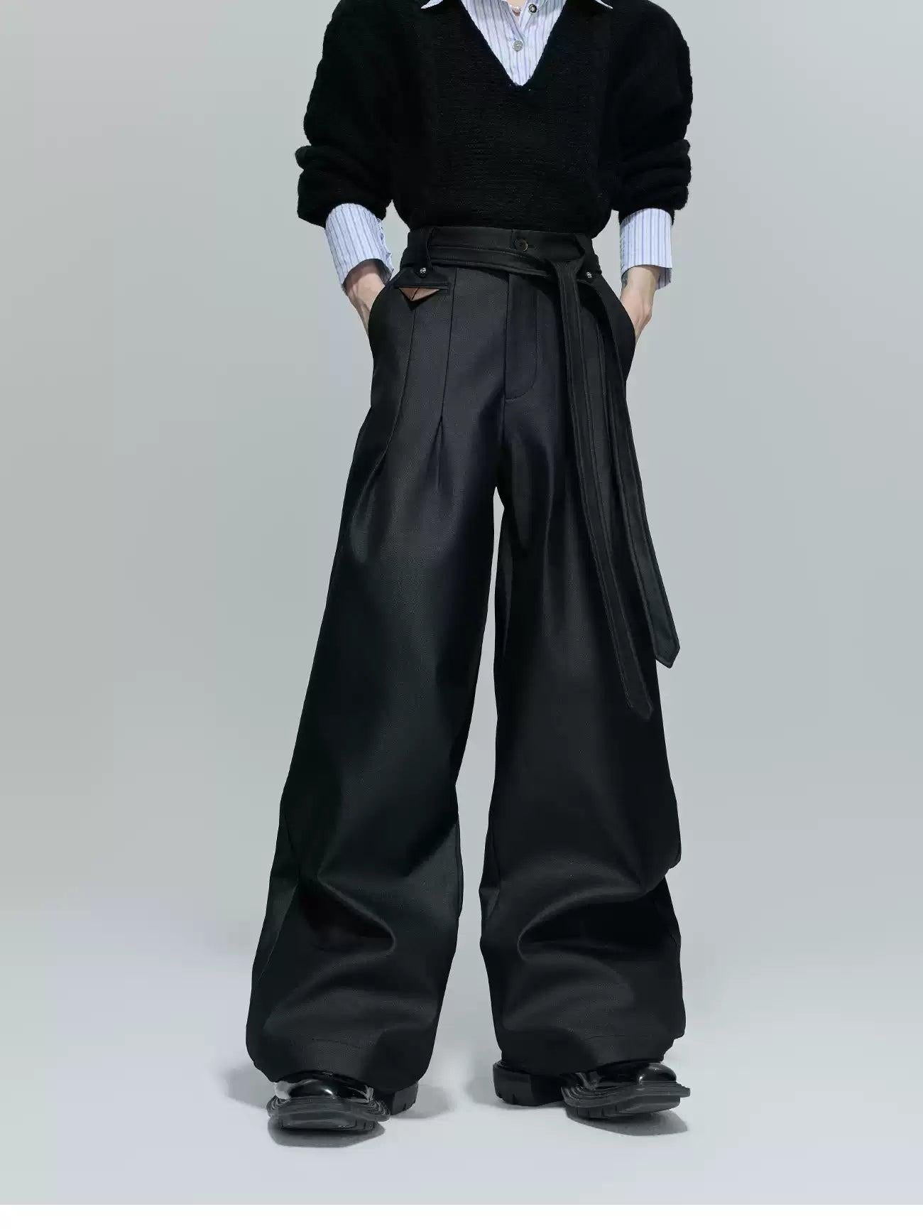 Strap Belt Wide Leg Sheer Pants Korean Street Fashion Pants By Argue Culture Shop Online at OH Vault