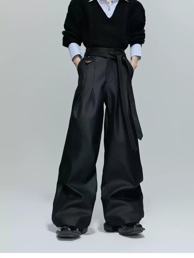 Strap Belt Wide Leg Sheer Pants Korean Street Fashion Pants By Argue Culture Shop Online at OH Vault