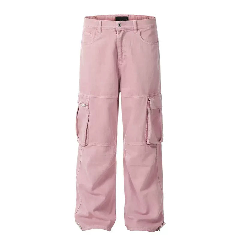 Cargo Style Washed Jeans Korean Street Fashion Jeans By A PUEE Shop Online at OH Vault