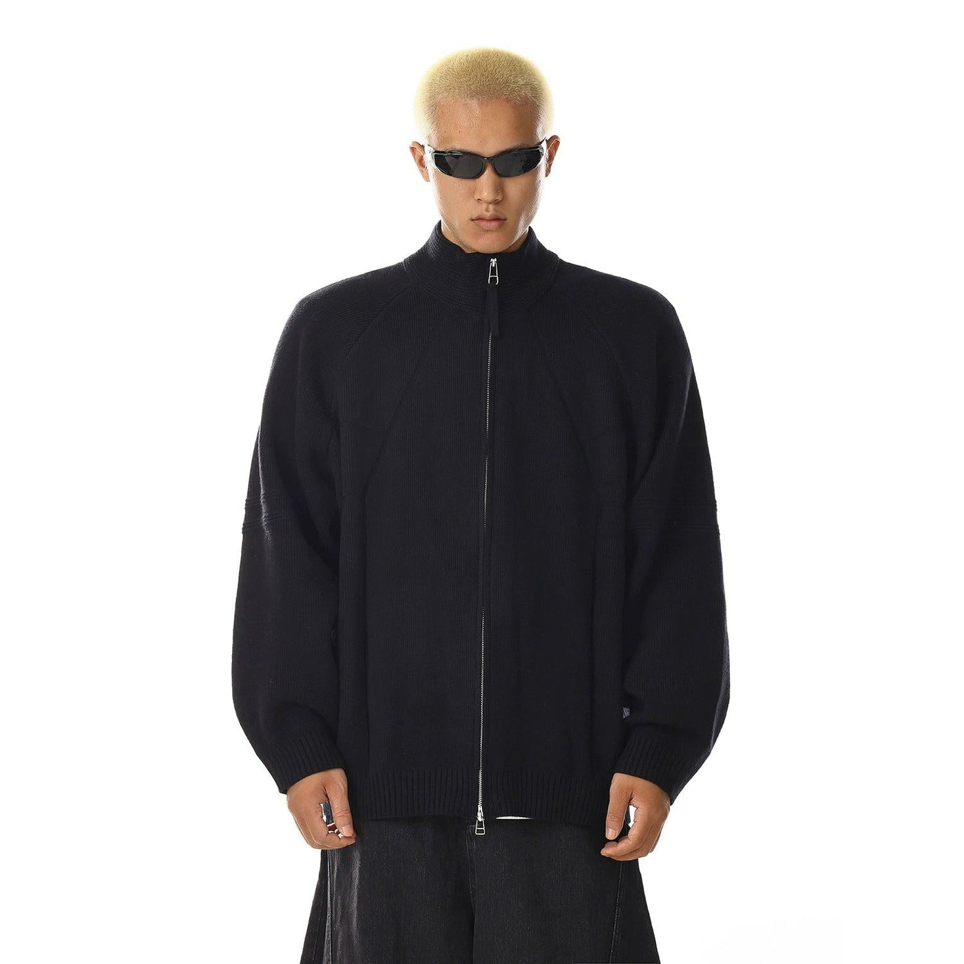 Ribbed Cuffs Raglan Sleeves Knit Jacket Korean Street Fashion Jacket By MEBXX Shop Online at OH Vault