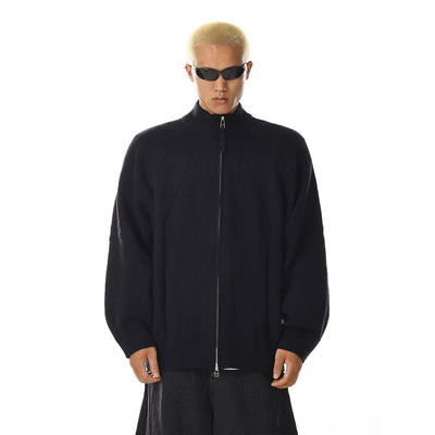 Ribbed Cuffs Raglan Sleeves Knit Jacket Korean Street Fashion Jacket By MEBXX Shop Online at OH Vault