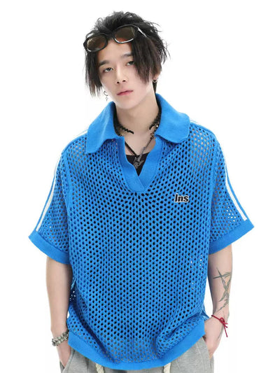 Loose Fit Mesh Polo Korean Street Fashion Polo By INS Korea Shop Online at OH Vault