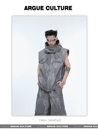 Tie-Dyed Sleeveless Vest & Pleated Bootcut Pants Set Korean Street Fashion Clothing Set By Argue Culture Shop Online at OH Vault