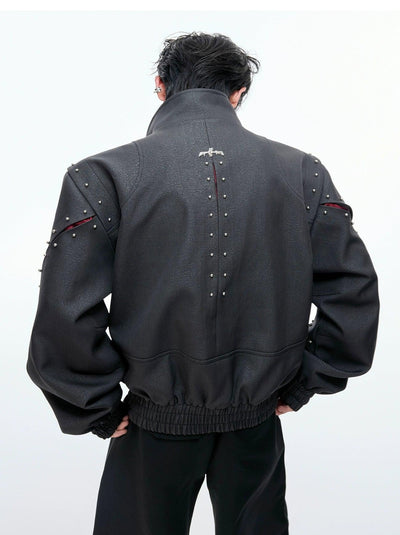 Metallic Bead Textured PU Leather Jacket Korean Street Fashion Jacket By Argue Culture Shop Online at OH Vault