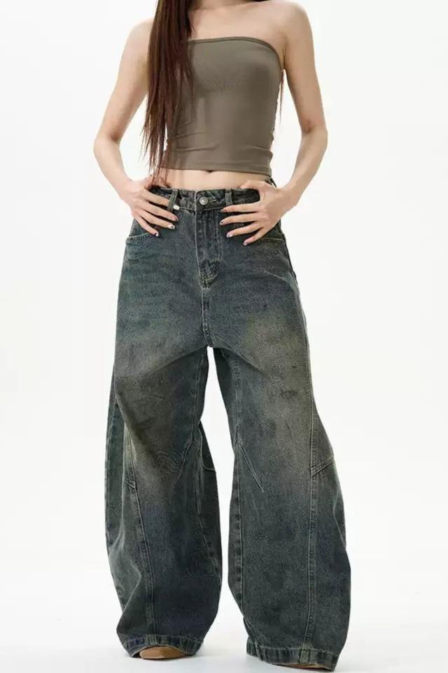 Wide Leg Versatile Jeans Korean Street Fashion Jeans By 77Flight Shop Online at OH Vault