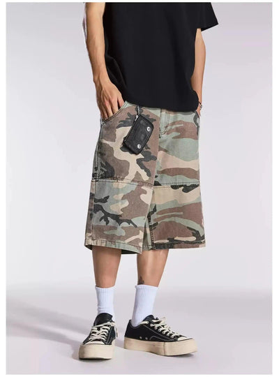 Structured Camo Cargo Shorts Korean Street Fashion Shorts By Remedy Shop Online at OH Vault