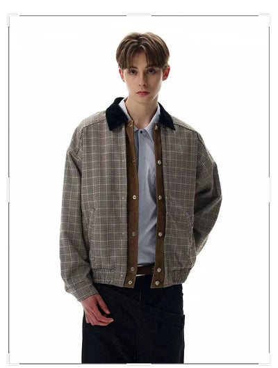 Houndstooth Corduroy Collar Jacket