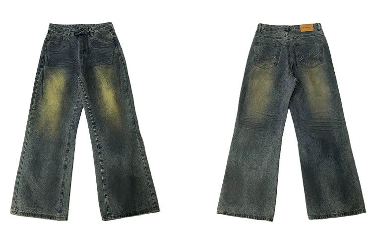 Gradient Muddy Washed Jeans Korean Street Fashion Jeans By 77Flight Shop Online at OH Vault