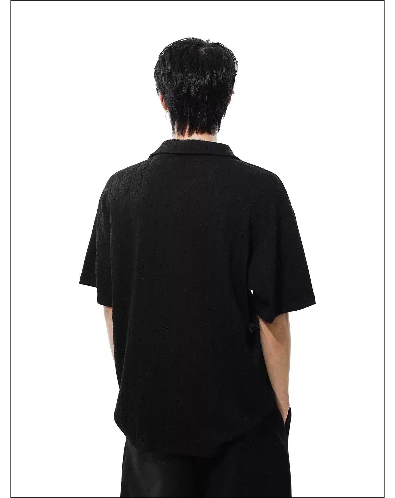 Textured V-Neck Polo Korean Street Fashion Polo By Mr Nearly Shop Online at OH Vault
