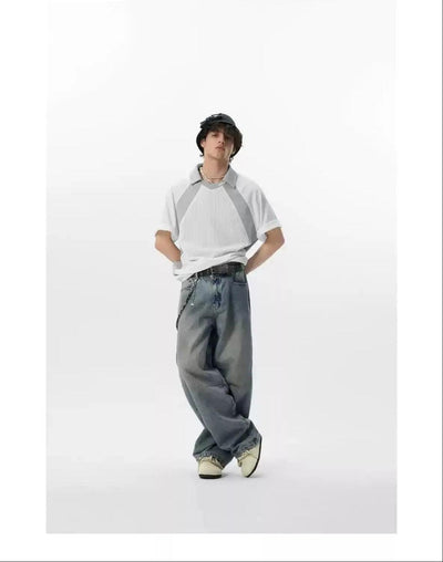 Casual Textured Contrast Polo Korean Street Fashion Polo By JHYQ Shop Online at OH Vault