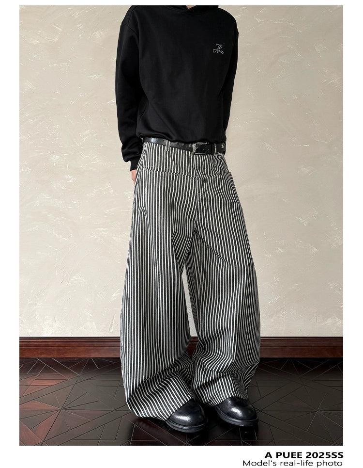 Vertical Stripes Wide Leg Pants